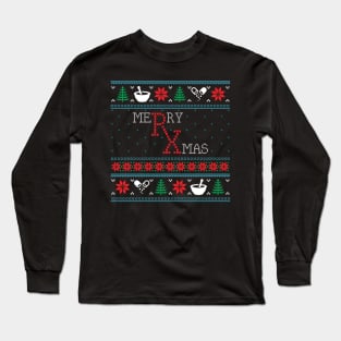 Funny Pharmacist Pharmacy Ugly Christmas Xmas Long Sleeve T-Shirt